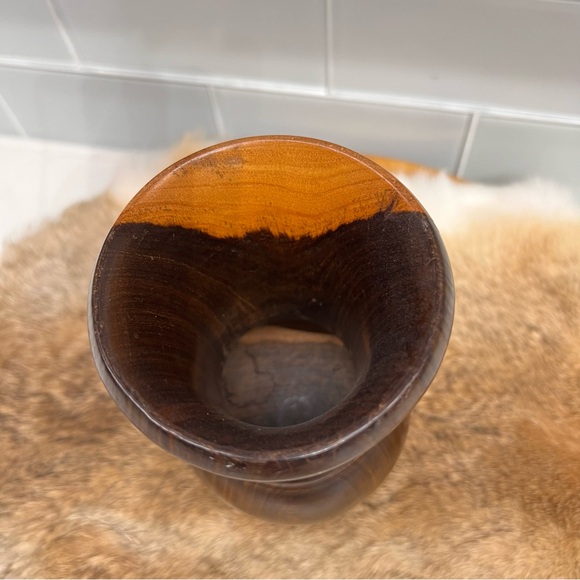 Hand Turned Two-toned Wood Bud Vase Smooth Finish 6” Tall - Picture 4 of 9